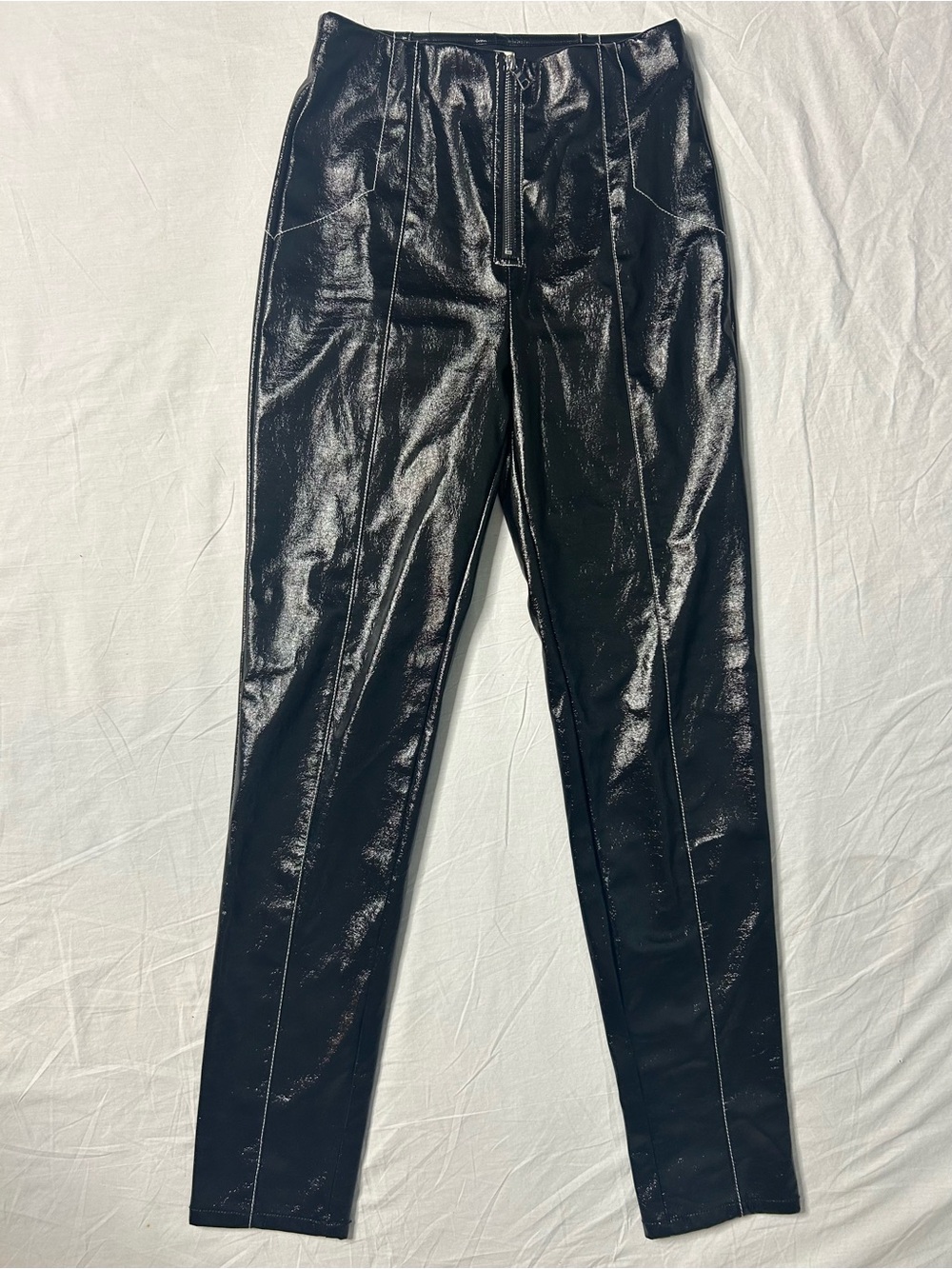 Sunday Best Faux Leather High-Waisted Zip Leggings Black Small